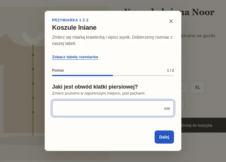 Okno doradcy z własnym wstępem sklepu